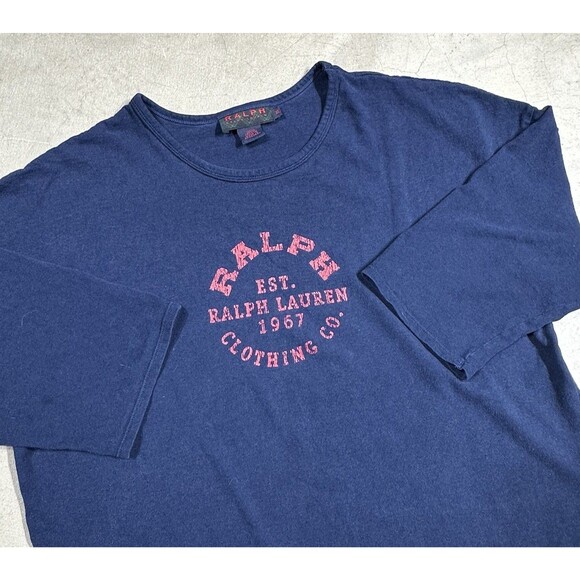 RALPH Ralph Lauren 90s T-Shirt Womens XL Navy Cotton RRL Logo Graphic Print - Picture 4 of 8
